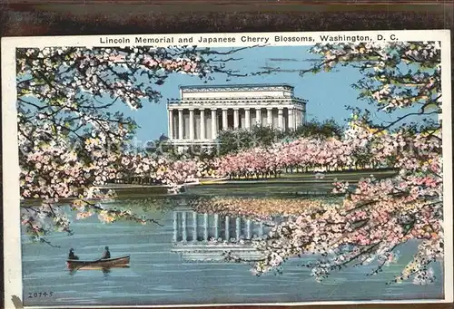Washington DC Lincoln Memorial and Japanese Blossoms Kat. Washington