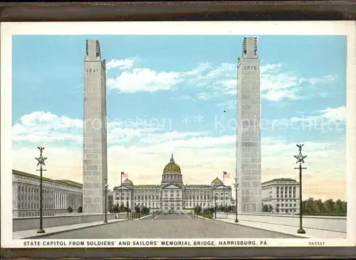 Harrisburg Pennsylvania State Capitol From Soldies and Sailors Memorial Bridge Kat. Harrisburg
