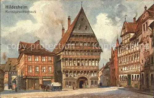 Hildesheim Kunstgewerbehaus Knochenhauer Amtshaus Historisches Gebaeude 16. Jahrhundert Holzschnitzereien Kuenstlerkarte / Hildesheim /Hildesheim LKR