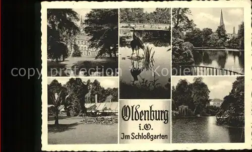 Oldenburg Niedersachsen Partie im Schlossgarten Teich Kranich / Oldenburg (Oldenburg) /Oldenburg  Stadtkreis