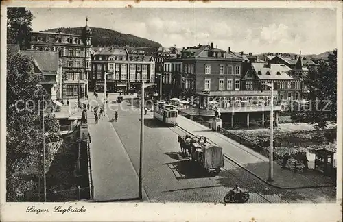 Siegen Westfalen Siegbruecke Strassenbahn Pferdefuhrwerk / Siegen /Siegen-Wittgenstein LKR