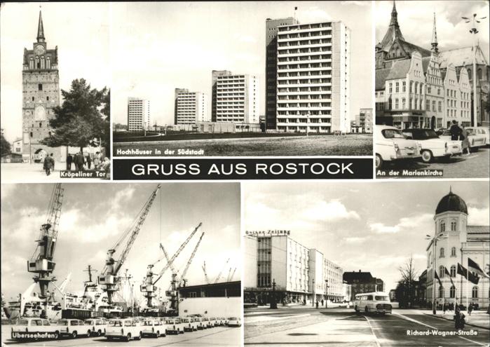 Richard-Wagner-Straße ROSTOCK DDR AK 1968 Übersee-Hafen Südstadt Hochhäuser ua