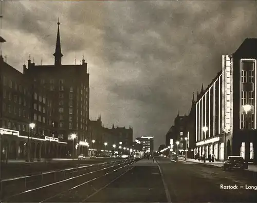 Rostock Rostock bei Nacht Langestrasse Kat. Rostock