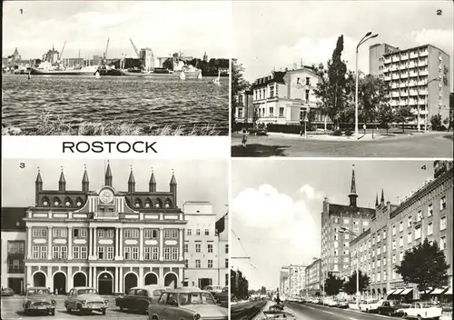 Rostock Blick zum alten Hafen HOG Bahnhofshotel Rathaus Lange Strasse Kat. Rostock
