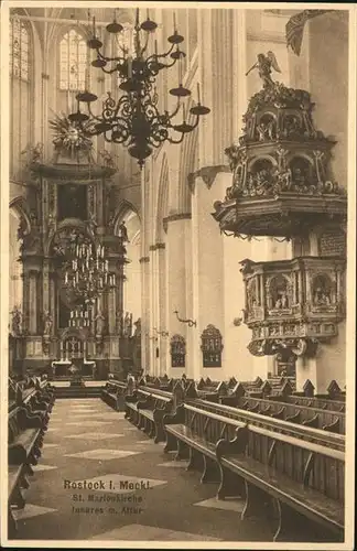 Rostock St. Marienkirche Inneres mit Altar Kat. Rostock