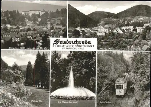 Friedrichroda FDGB Heim Teilansicht Kuehles Tal Fontaene Puschkinpark Waldbahn Kat. Friedrichroda