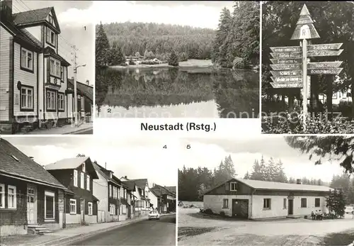 Neustadt Rennsteig FDGB Ferienheim Ochsenbachteich Wegweiser Bahnhofstr Kat. Neustadt Rennsteig