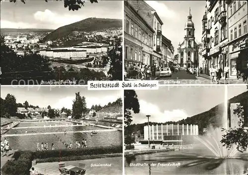 Suhl Thueringer Wald Domberg Steinweg Schwimmbad Stadthalle Kat. Suhl