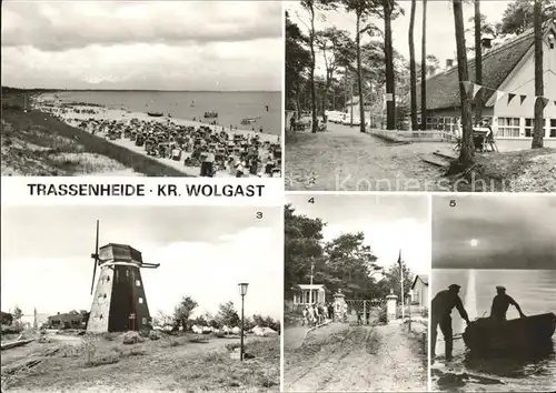 Trassenheide Usedom Strand Ferienlager Muehle Zeltlager Fischer am Strand Kat. Trassenheide