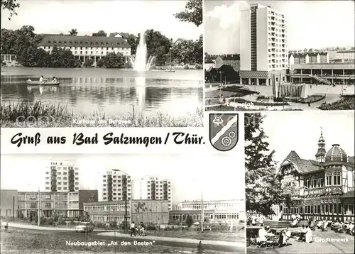 Bad Salzungen Kurhaus Burgsee Hochhaus Leninplatz Neubaugebiet Gradierwerk Kat. Bad Salzungen