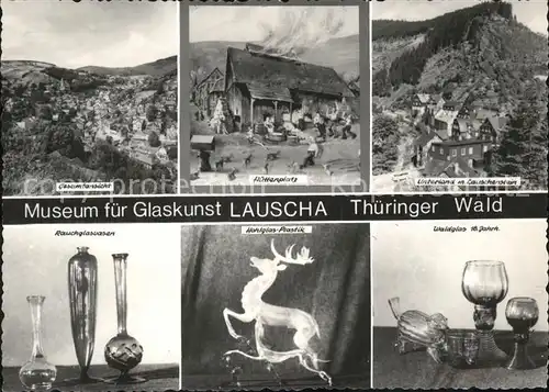 Lauscha Total Huettenplatz Unterland Lauschenstein Rauchglasvasen Hohlglasplastik Waldglas Kat. Lauscha