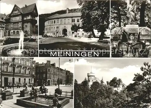 Meiningen Thueringen Schloss Elisabethenburg Bechsteinbrunnen Markt HO Gaststaette Kat. Meiningen