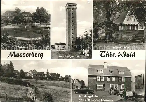 Masserberg Kurpark Rennsteigwarte Werraquelle VEB Erholungsheim Jenaer Glaswerk Kat. Masserberg