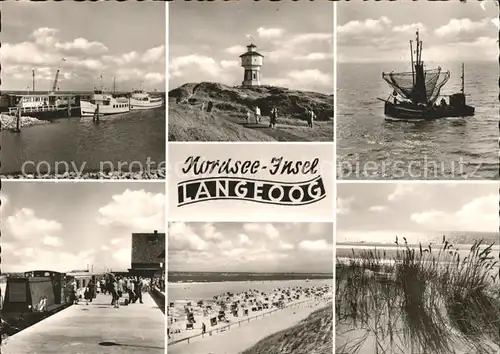 Langeoog Nordseebad Faehrschiffe Leuchtturm Fischkutter Strand Duenen Kat. Langeoog