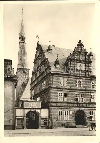 Hameln Baeckerscharren Hochzeitshaus Rathaus Turm der Marktkirche Kat. Hameln