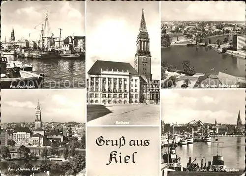 Kiel Bootshafen Rathaus Stadtblick Am kleinen Kiel Hafenansicht Kat. Kiel