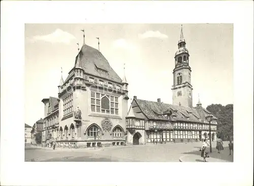 Celle Niedersachsen Stechbahn mit vaterlaend Museum Giebehaeuser und Turm der Stadtkirche / Celle /Celle LKR