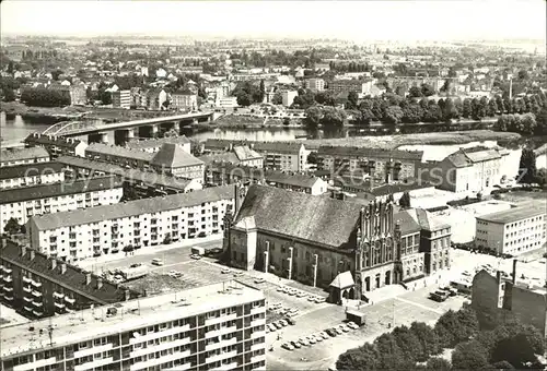 Frankfurt Oder Blick vom Hochhaus am Platz der Republik auf Rathaus und Oder Kat. Frankfurt Oder