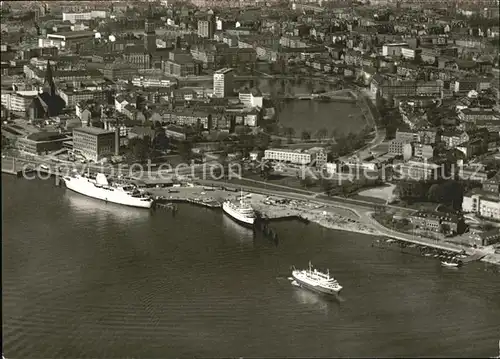 Kiel Faehrhaus nach Norden Fliegeraufnahme Ozeandampfer Kat. Kiel