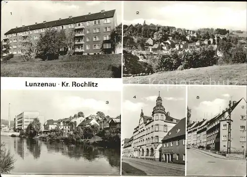 Lunzenau Neubaublock Weinert Str uebersicht Muldepartie Rathaus Schillerstr Kat. Lunzenau