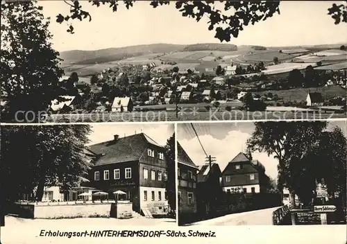 Hinterhermsdorf Panorama Teilansichten Kat. Sebnitz