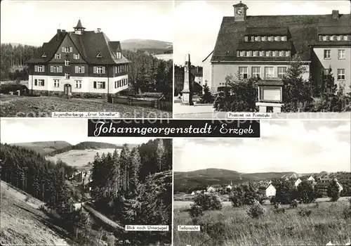Johanngeorgenstadt Jugendherberge Schneller Postamt Postsaeule Unterjugel Teilansicht Kat. Johanngeorgenstadt