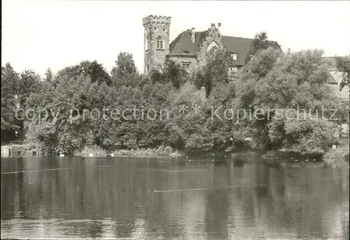 Ronneburg Thueringen Blick ueber Baderteich zum Schloss Kat. Ronneburg Thueringen