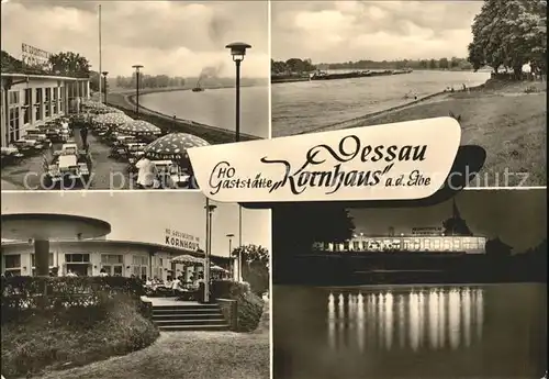 Dessau-Rosslau HO Gaststaette Kornhaus Terrasse Nachtaufnahme / Dessau-Rosslau /Anhalt-Bitterfeld LKR