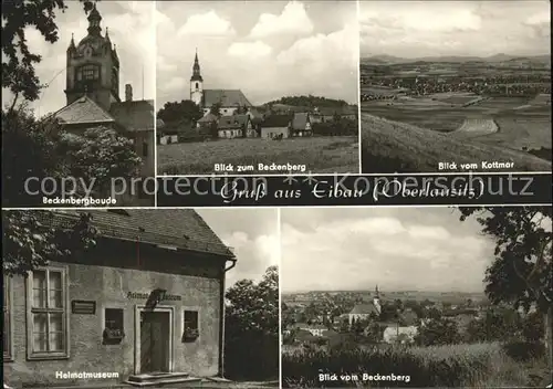 Eibau Beckenbergbaude Kirche Panorama Heimatmuseum Blick vom Beckenberg / Eibau /Goerlitz LKR
