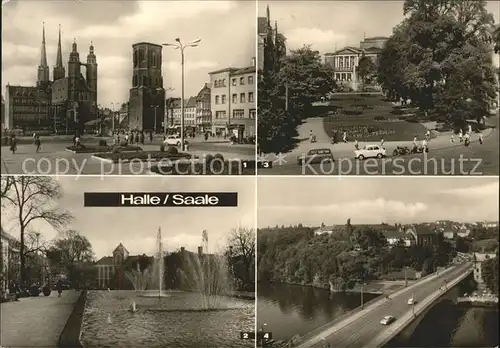 Halle Saale Marktplatz Fontaenen Theater des Friedens Halle Kroellwitz Giebichensteinbruecke Kat. Halle