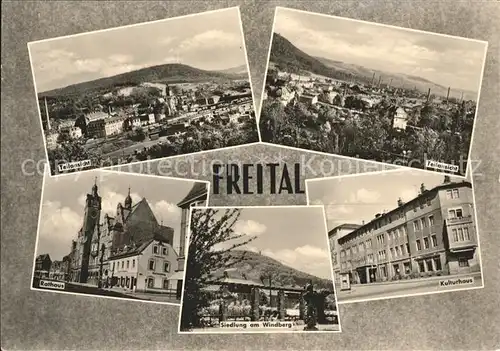 Freital Teilansicht Rathaus Siedlung Windberg Kulturhaus Kat. Freital