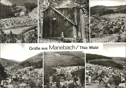 Manebach Teilansicht Goethehaeuschen Hoellkopf Goldhelm Hermannstein Sturmheide Kat. Ilmenau