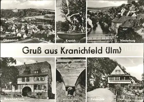 Kranichfeld Oberschloss Kranich Niederburg Bambachhaus Wahrzeichen Felsmuehle Kat. Kranichfeld