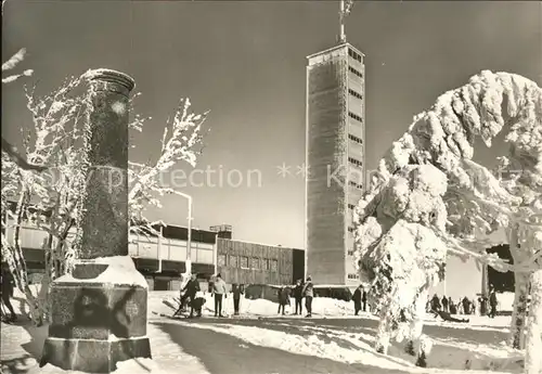 Oberwiesenthal Erzgebirge HO Gaststaette Fichtelberghaus Trigonometrische Saeule Kat. Oberwiesenthal