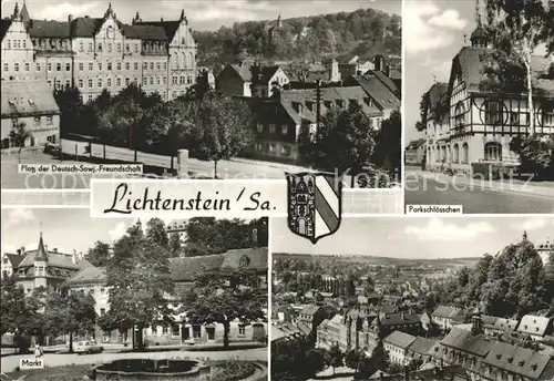 Lichtenstein Sachsen Platz der DSF Parkschloesschen Markt Totalansicht Kat. Lichtenstein Sachsen