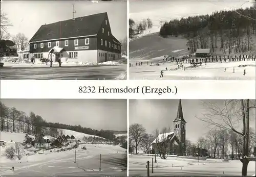 Hermsdorf Erzgebirge Winterpanorama Kirche Kat. Hermsdorf Osterzgebirge