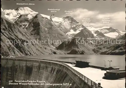 Kaprun Tauernkraftwerke Stausee Wasserfallboden mit Limbergsperre Kat. Kaprun