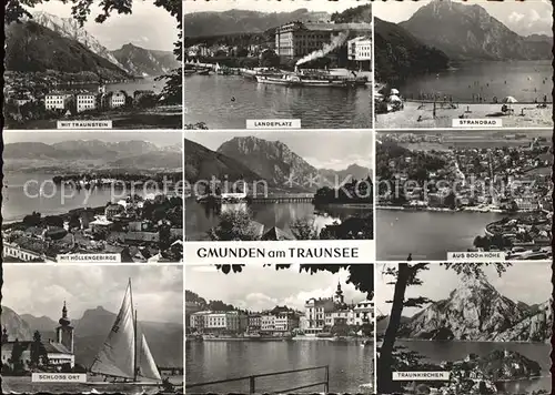 Gmunden Salzkammergut Traunstein Landeplatz Stranbad Schloss Ort Traunkirchen Hoellengebirge Kat. Gmunden