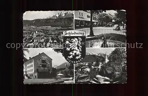 Schladming Obersteiermark Totalansicht Springbrunnen Strassenpartie Kat. Schladming