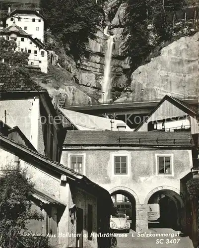 Hallstatt Salzkammergut Dorfpartie Wasserfall Kat. Hallstatt