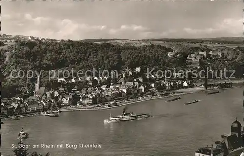 St Goar Panorama mit Burg Rheinfels Dampfer Kat. Sankt Goar