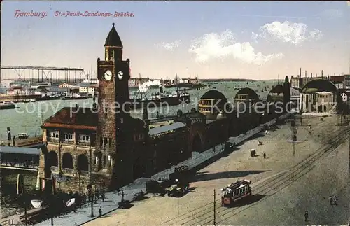 Hamburg St. Pauli Landungsbruecke Dampfer Strassenbahn Kat. Hamburg