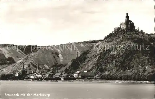 Braubach Rhein Blick zur Marksburg Serie Am schoenen Rhein / Braubach /Rhein-Lahn-Kreis LKR