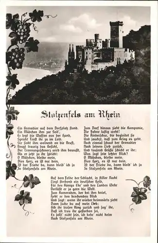 Stolzenfels Schloss Stolzenfels Gedicht Kat. Koblenz