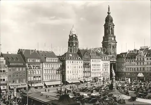 Dresden Altmarkt Siegesdenkmal Kreuzkirche vor der Zerstoerung 1945