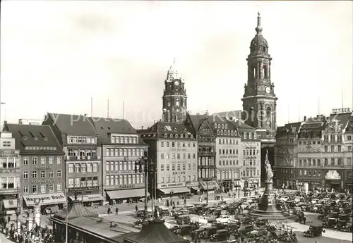 Dresden Altmarkt Siegesdenkmal Kreuzkirche vor der Zerstoerung 1945