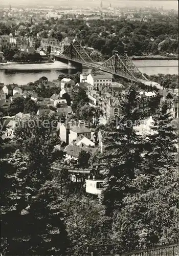 Loschwitz Bruecke Blaues Wunder und Schwebebahn Kat. Dresden