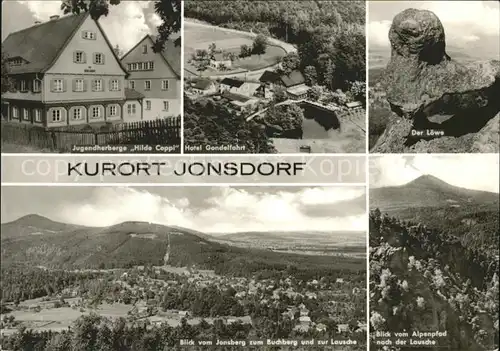 Jonsdorf Jugendherberge Hotel Gondelfahrt Loewe Felsformation Alpenpfad Lausche Buchberg Kat. Kurort Jonsdorf