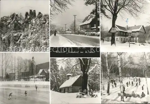 Jonsdorf Nonnenfelsen Buchberg Gaststaette Gondelfahrt Eisstadion Bergschmiede Eisbahn Kat. Kurort Jonsdorf