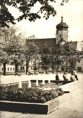 Marienberg Erzgebirge Marktplatz Brunnen Kirche Kat. Marienberg